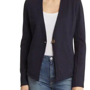 Nordstrom Caslon One Button Navy Blazer, Size Small